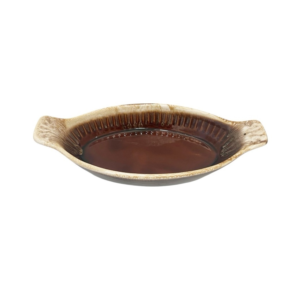 Vintage 70’s McCoy Oval Brown Drip Glaze Oven Proof Casserole Mid-Century Modern